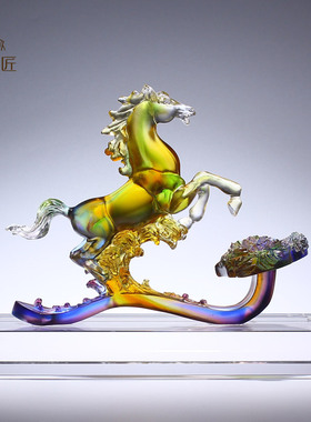 琉璃马上如意摆件｜中式乔迁新居