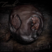 真马皮贝雷鸭舌帽男复古大檐大头手工浮雕纳瓦霍印第安狼图腾鹰