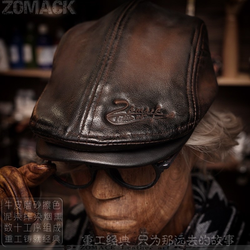 美式复古帽男牛皮翻毛磨砂油染鸭舌帽做旧报童鸭嘴潮牌雅痞手工,服饰配件/皮带/帽子/围巾,帽子,淘宝优惠券,粉丝福利购,淘宝优惠卷