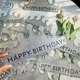 折叠生日帽网红ins 儿童周岁派对生日帽子银色色皇冠大人生日帽