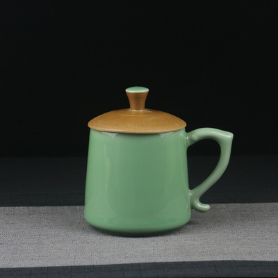 青瓷茶水分离杯陶瓷办公室