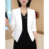 小西装 白色西服上衣 高级感微闪珠边时尚 外套女短款 2025年春秋新款