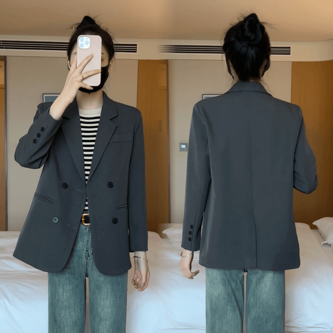 高级感灰色西服女外套秋新款韩版休闲气质百搭轻职小个子西装春秋