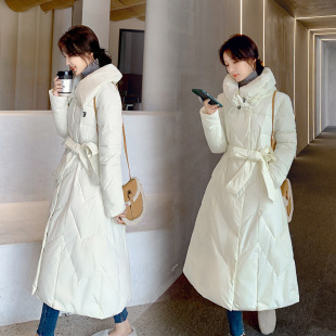 2025冬季新款羽绒棉长款女外套加厚韩版修身气质收腰棉衣女中长款