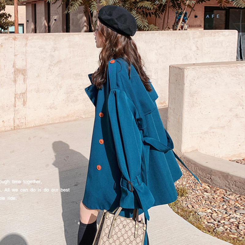 蝶兰弋风衣女中长款2020秋季新款学生小个子韩版宽松气质减龄外套