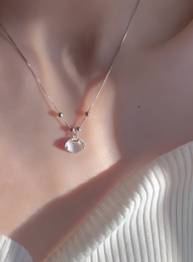 s925纯银如意平安锁吊坠项链