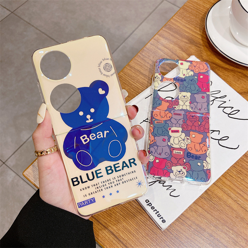 卡通ins风Bear小熊适用华为p50pocket折叠屏P50 Pocket手机壳全包防摔蓝光imd保护套超薄tpu软壳创意简约男女