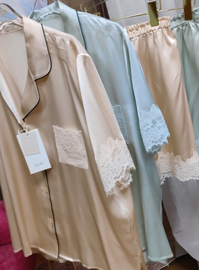 法式浪漫蕾丝夏季新款真丝睡衣女士100桑蚕丝短袖短裤套装家居服