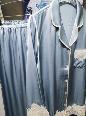 邂逅春夏重磅真丝睡衣套装女士舒适桑蚕丝法式蕾丝大码高端家居服