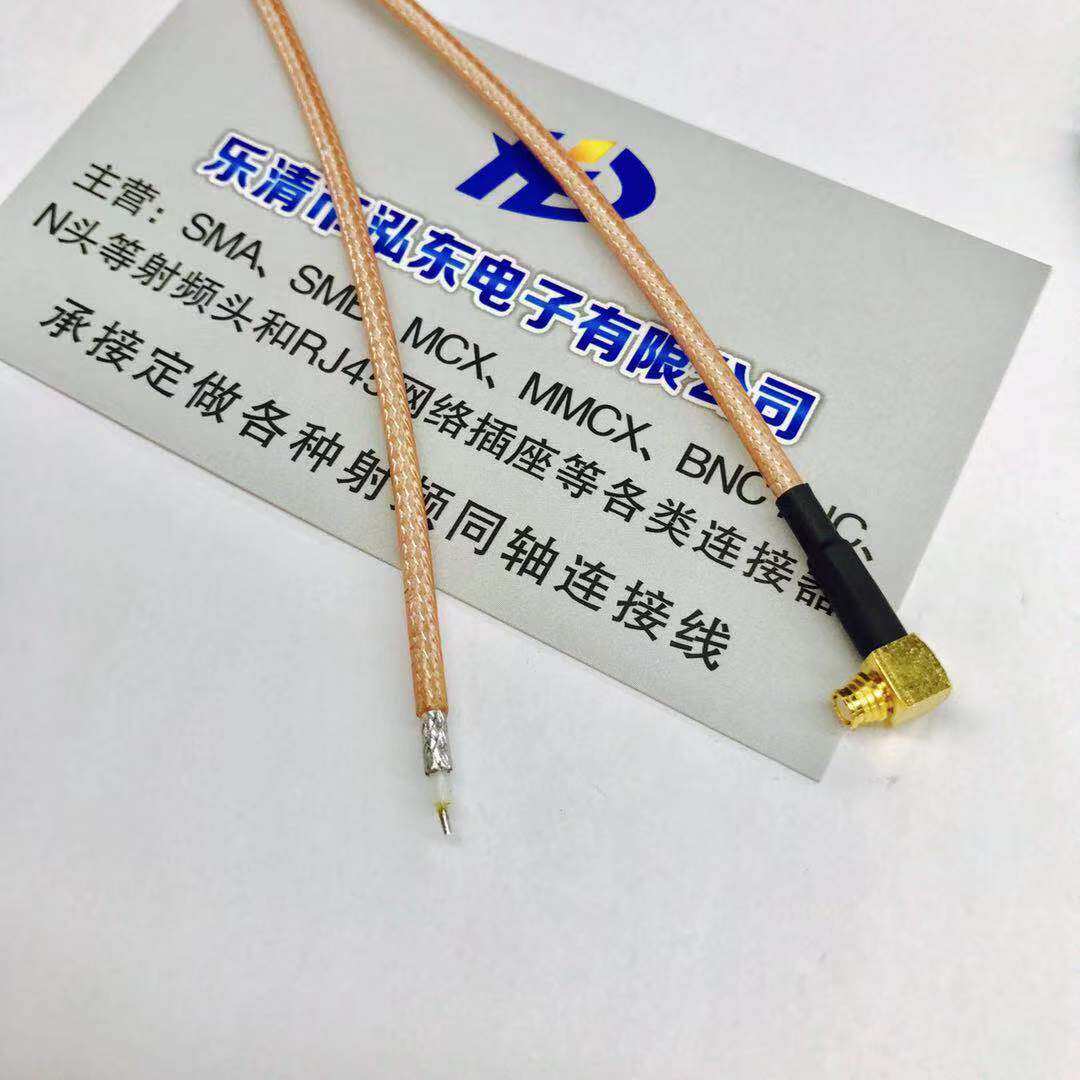 SMP-KW1.5母头弯头接RG316-线缆尾部环剥铜镀金RF高频6GMHZ射频头