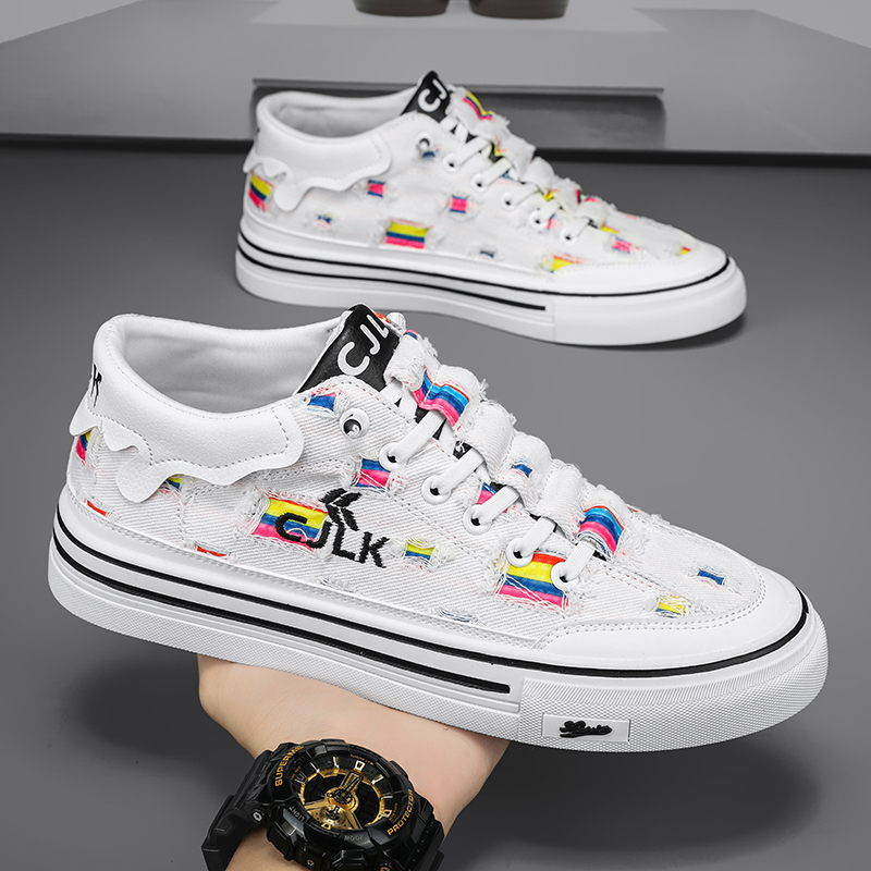 帆布男鞋夏季透气低帮学生滑板小白板鞋耐磨运动上班休闲百搭潮鞋