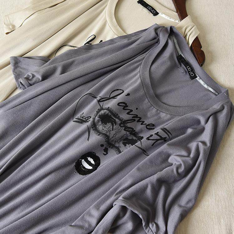 出口原单意大利夏季T恤中长款面料垂感好显瘦女士上衣大码外贸