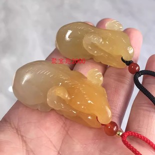 天然玉石样样得意玉坠男女吉祥物挂件黄龙玉俏色立体生肖玉羊吊坠