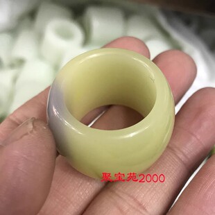老黄玉黄口料男女文玩戒指大拇指玉石指环仿新疆和田玉黄玉扳指