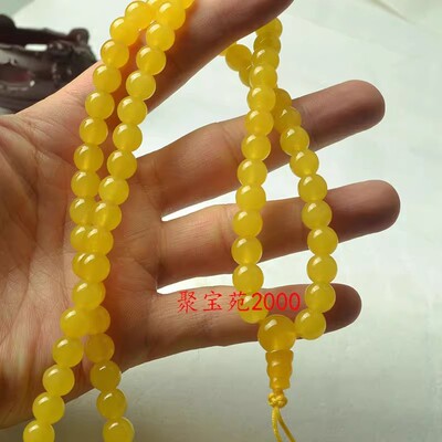 天然玉石手串男女108颗玉珠子佛珠项链云南黄龙玉项链黄龙玉手串