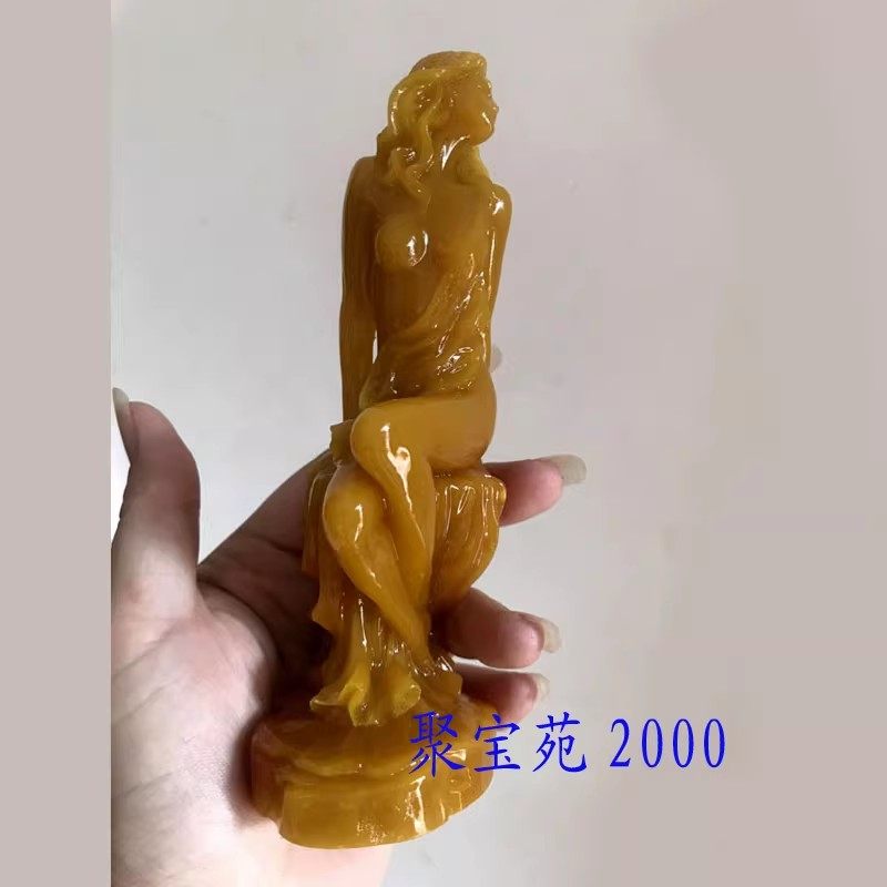 裸女侍女把玩件男玉美人手玩件礼品玉石摆件仿云南黄龙玉美人把件