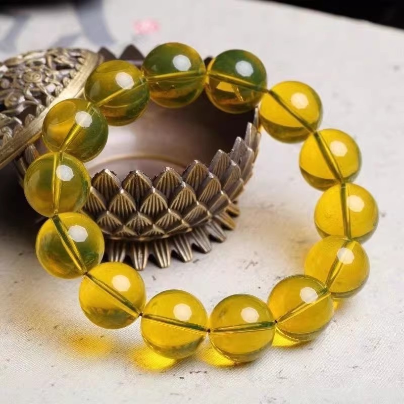 净水金珀蜜蜡圆珠手串单圈手链男女款手饰礼物仿波罗的海琥珀手链