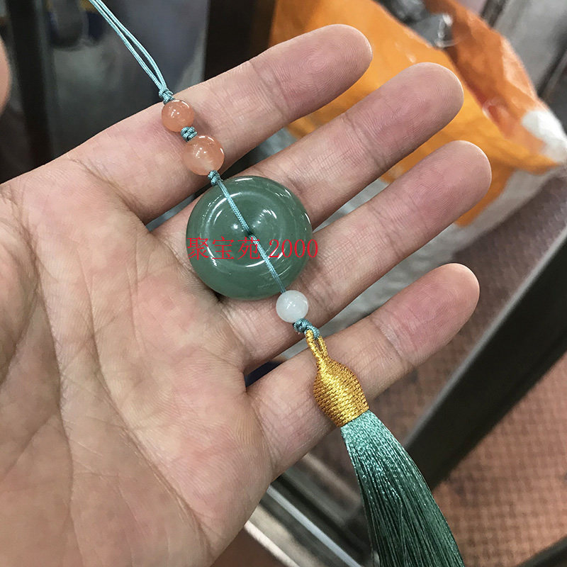 晴水玉石原石挂件男女保平安钥匙包包流苏坠天然东陵玉平安扣吊坠