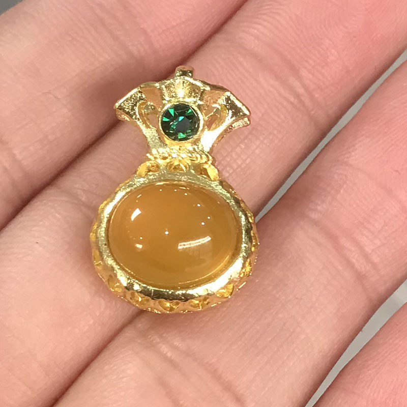 水晶黄玉髓蛋面镶嵌福袋挂件手机钥匙坠配饰天然红玛瑙小钱袋吊坠