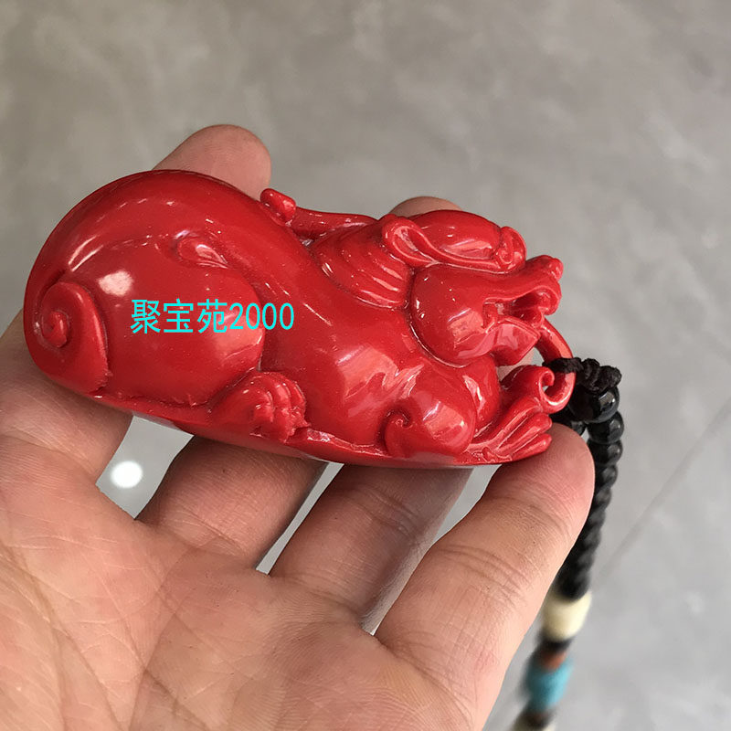 南红玛瑙貔貅手把件仿柿子红财皮休手玩件把玩玉石神兽招摆件文玩