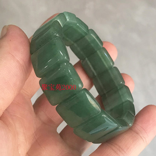 翡翠色手排玉器手链绿色水晶玉石时尚手牌天然东陵玉平安无事手串