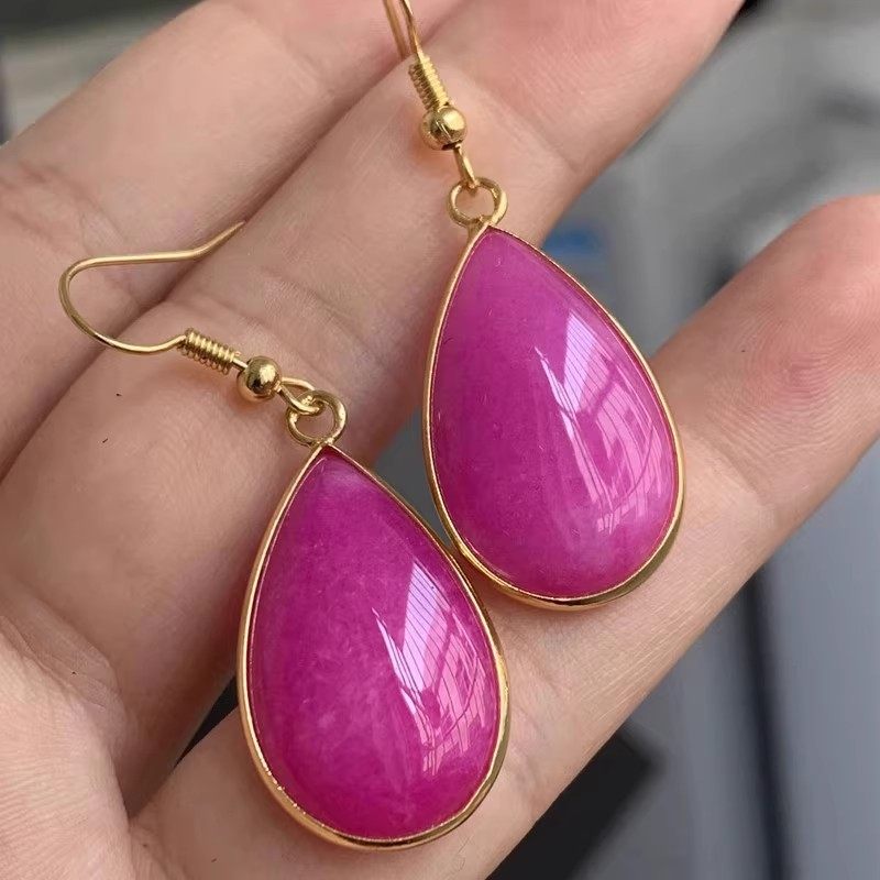 玉石耳环女款时尚百搭耳饰送礼佳品新款天然舒俱来樱花粉水滴耳坠,珠宝/钻石/翡翠,颈饰,淘宝优惠券,粉丝福利购,淘宝优惠卷