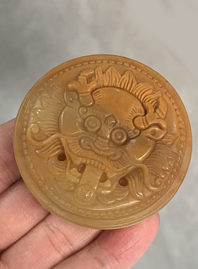玉石龙行天下腰扣生肖龙腰饰男招财腰佩天然新疆戈壁玉龙头皮带扣
