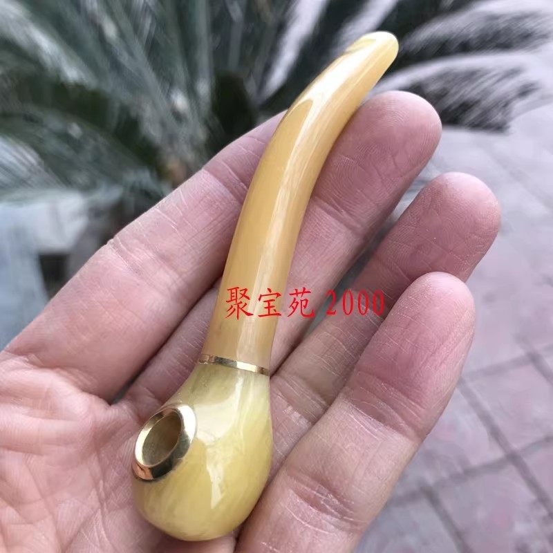 男士吸烟器烟斗古玩杂项收藏仿牛角烟嘴双重循环过滤嘴可清洗礼物