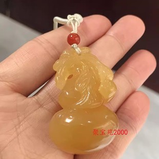 黄玉石葫芦吊坠福禄寿挂件招财纳福项链坠天然黄龙玉精雕葫芦挂件