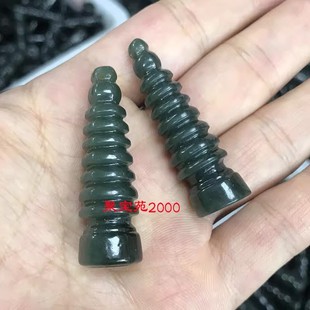 青玉文曲星钥匙扣小塔玉挂件天然新疆和田玉九层文昌塔状元笔吊坠