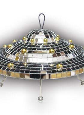 飞船飞碟UFO迪斯科镜面反射球圣诞装饰摆件礼物可放桌面可悬挂