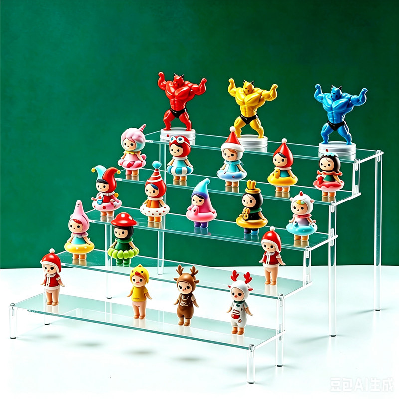 化妆品手办盲盒阶梯展示架透明置物架泡泡玛特乐高达收纳摆件模型