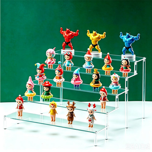 化妆品手办盲盒阶梯展示架透明置物架泡泡玛特乐高达收纳摆件模型