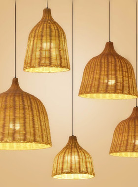 东南亚竹编创意酒店火锅店饭店茶楼民宿饭厅榻榻米藤编吊灯