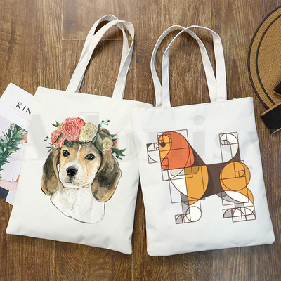 Beagle dog宠物狗狗可爱印花帆布包原宿单肩包学生时尚手提购物袋
