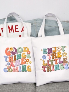 Canvas Bag 时尚 花朵印花大容量单肩包手提帆布包袋子 Shopping