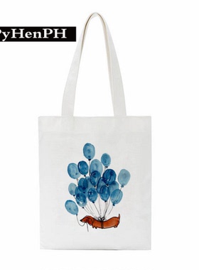 Dachshund Canvas Bag 欧美个性腊肠狗印花学生母婴帆布包手提袋