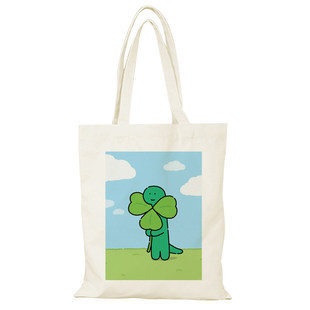 JOGUMAN乔古漫帆布袋卡通恐龙帆布包大容量外出时尚环保购物手提