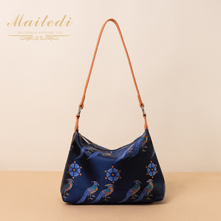 新中式非遗国风2025新款宋锦苏绣托特包女士简约百搭单肩斜跨包