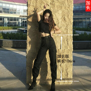 加长工装裤女束脚高腰宽松显瘦高个子休闲裤子女2023新款帅气嘻哈