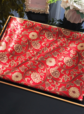 【锦绣年华】高贵华丽国风红色桑蚕丝大方巾高档送礼真丝丝巾围巾