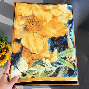 双面缎花萝真丝大方巾双面印花高档送礼桑蚕丝丝巾女 莫奈花园