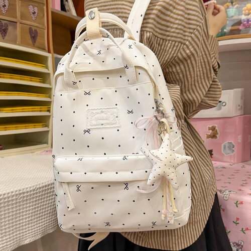 专柜大学生蝴蝶结高颜值波点学生书包背包大容量初高中百搭少女双