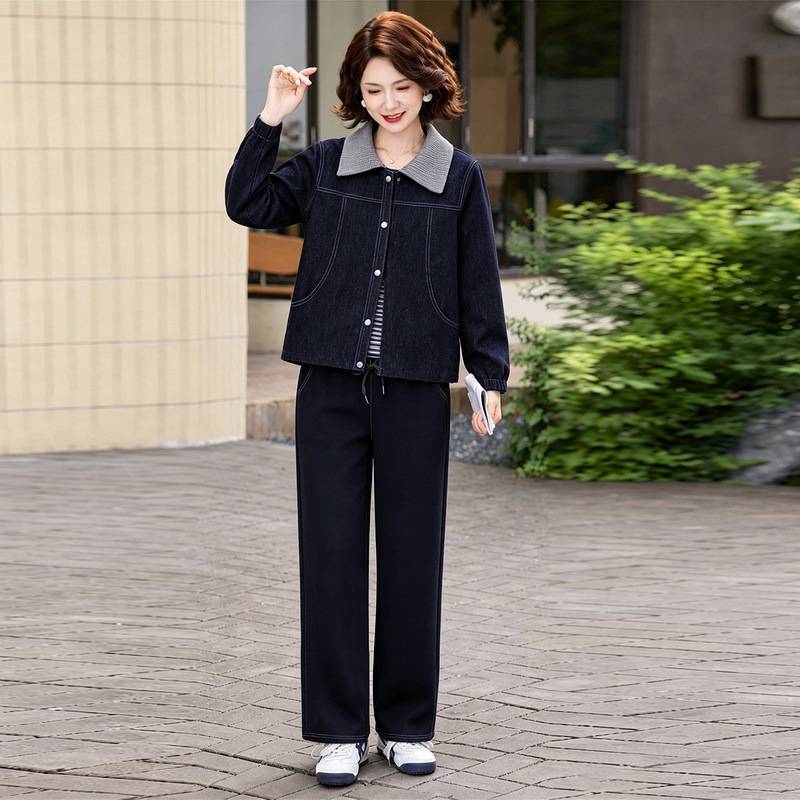 专柜妈妈装秋款端庄大气套装2026新款中年女装春秋休闲外套裤子两