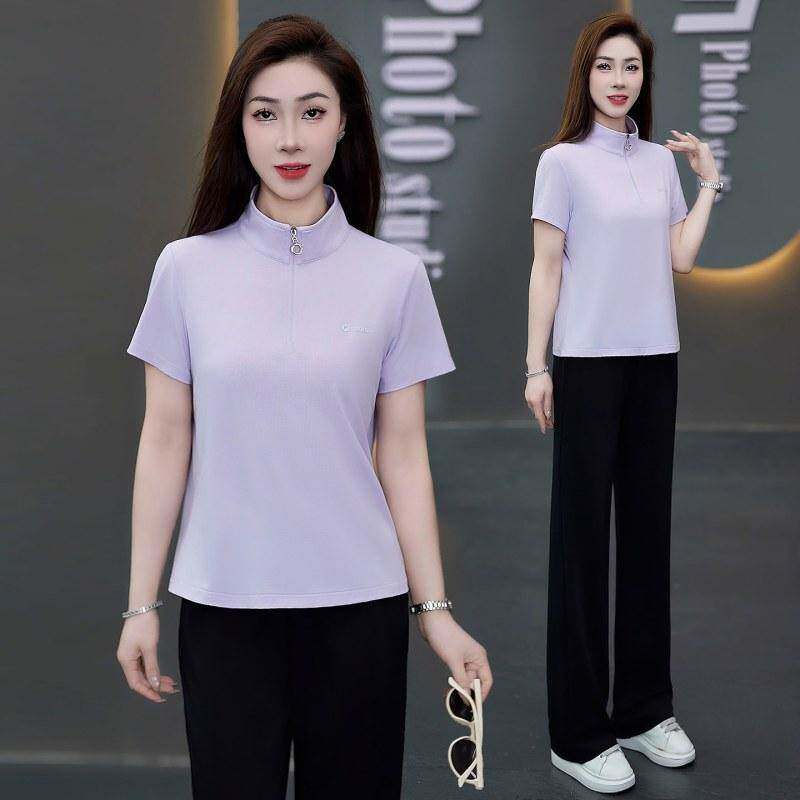 专柜品牌2026 夏季文艺清新长裤套装女宽松显瘦小图案印花舒适百