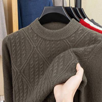 专柜品质2025冬季新款中年男士半高圆领时尚休闲羊毛衫爸爸装加厚