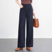 女裤 专柜品牌深蓝色窄版 新款 女2026春夏季 高腰显瘦休 直筒防牛仔裤