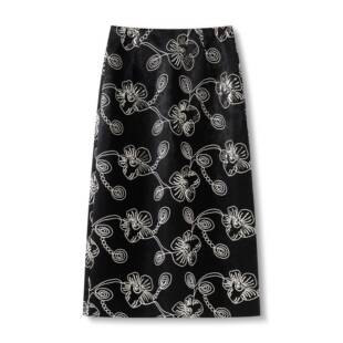 专柜品牌新中式国风刺绣半身裙女2026春夏季新款高腰显瘦中长款气