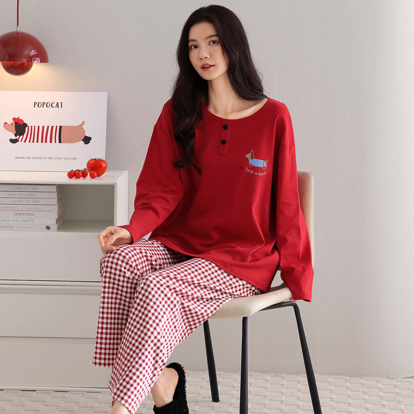 专柜品牌2026新款纯棉睡衣女款春秋季可外穿长袖秋冬款全棉休闲家