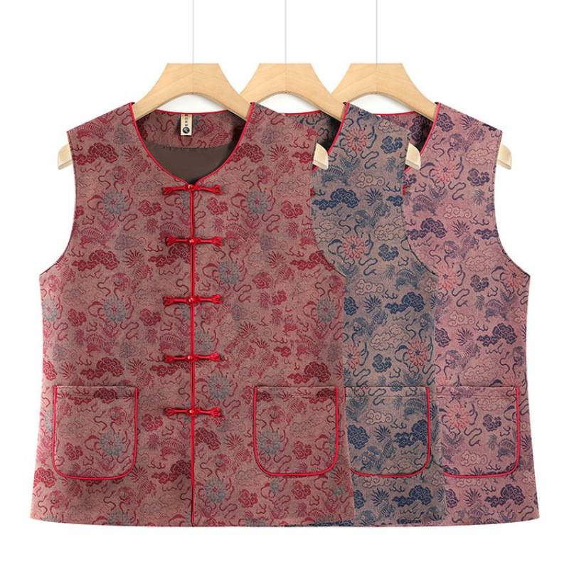 品牌官方老人衣服秋装马甲中老年女装妈妈装奶奶装唐装盘扣绣花马